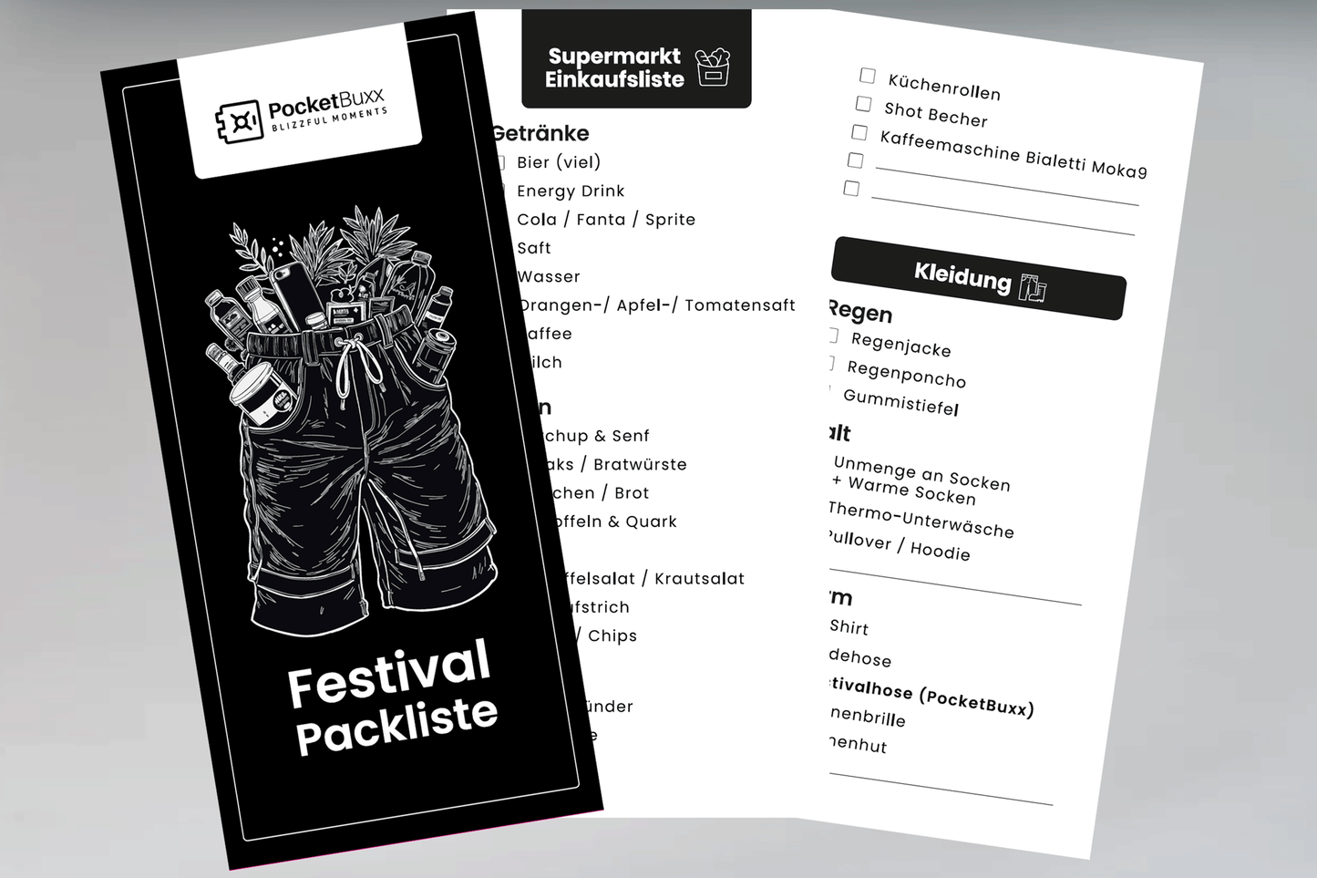 Pocketbuxx - Festival Packliste