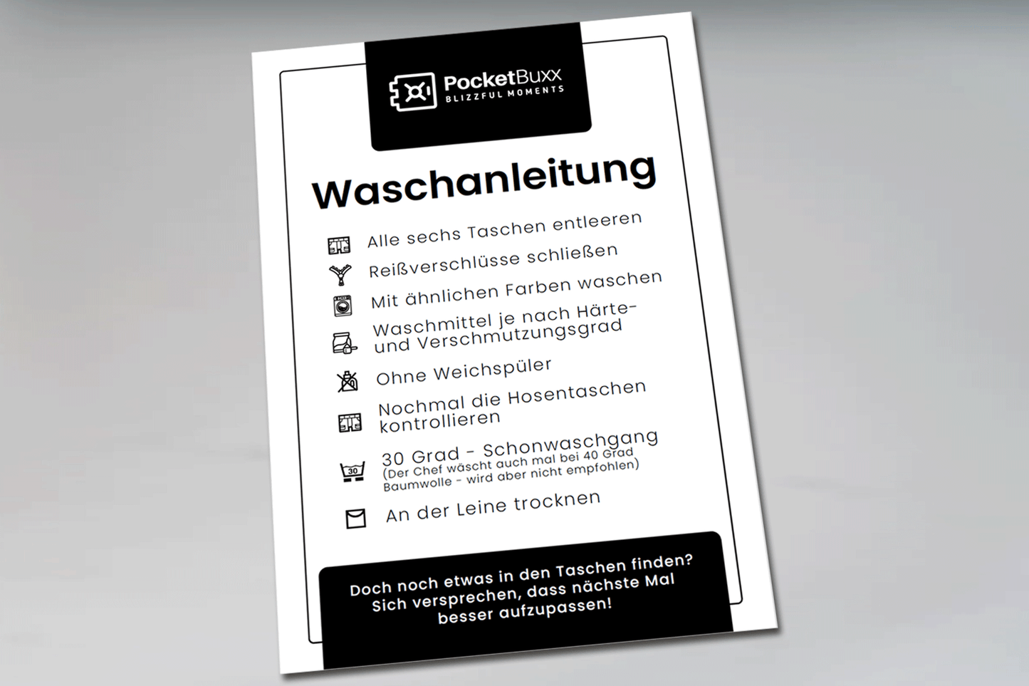 Pocketbuxx Festivalhose Waschanleitung