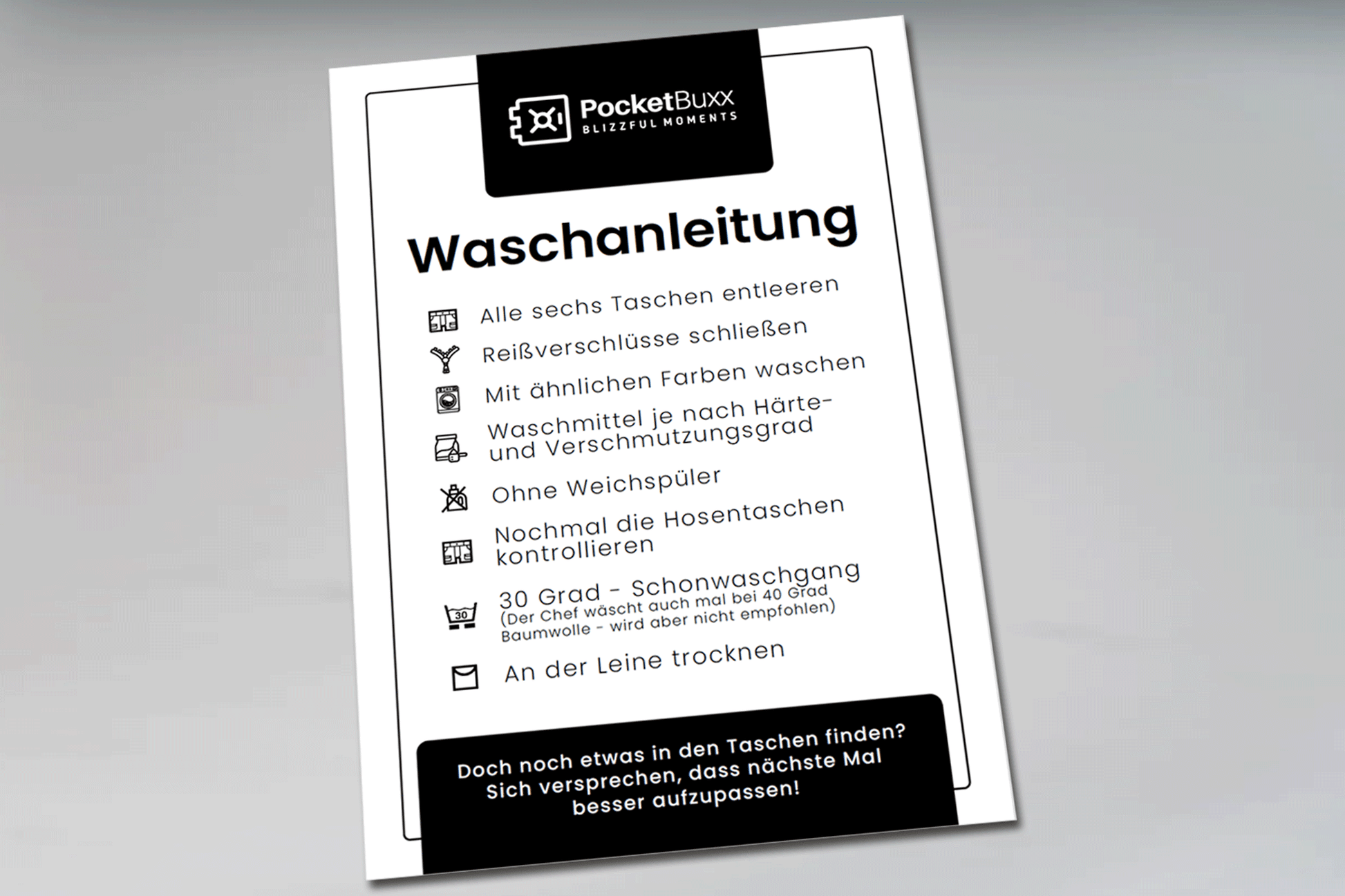 Pocketbuxx Festivalhose Waschanleitung